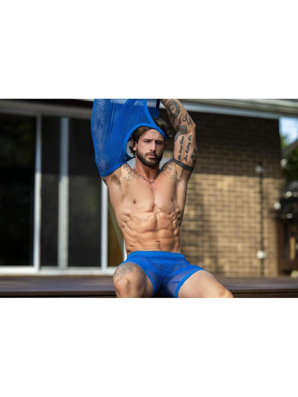 Male Power 152-11C Fishnet 2 Pouch Short Color Royal
